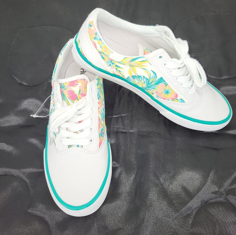 Hurley Kayo lace tropical floral print sneakers, shoes size 8 - Picture 2 of 8